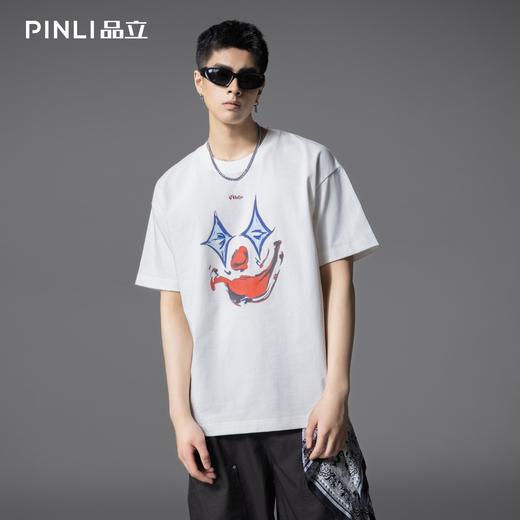 PINLI品立2025夏季新款男士圆领小丑印花短袖T恤上衣GD252111327 商品图4