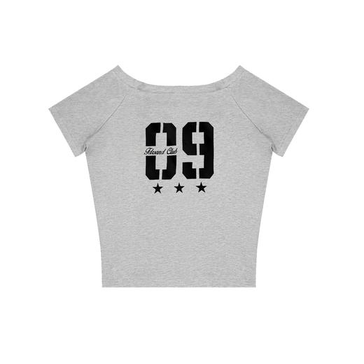 FDR官方店 数字星星09斜肩短袖T恤女夏季美式辣妹一字肩体恤上衣 商品图5