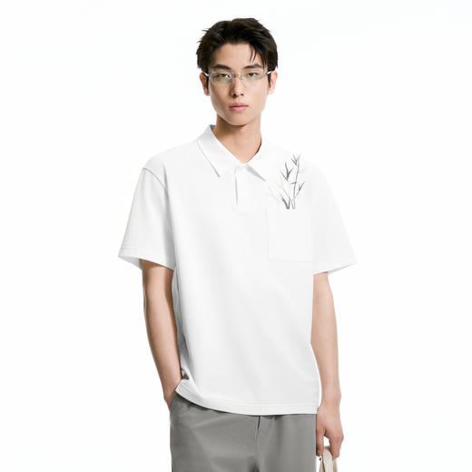 GXG男装 新中式刺绣国风设计感短袖polo衫男翻领短袖t恤 24夏热卖 商品图4