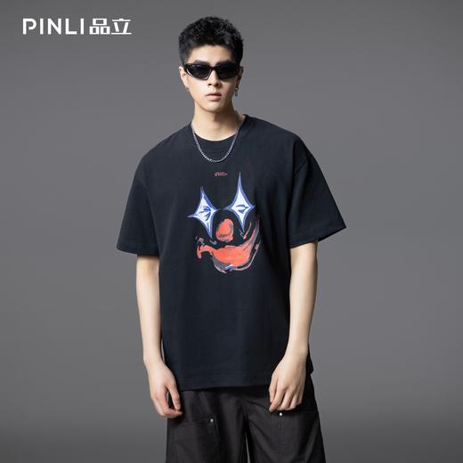 PINLI品立2025夏季新款男士圆领小丑印花短袖T恤上衣GD252111327 商品图0