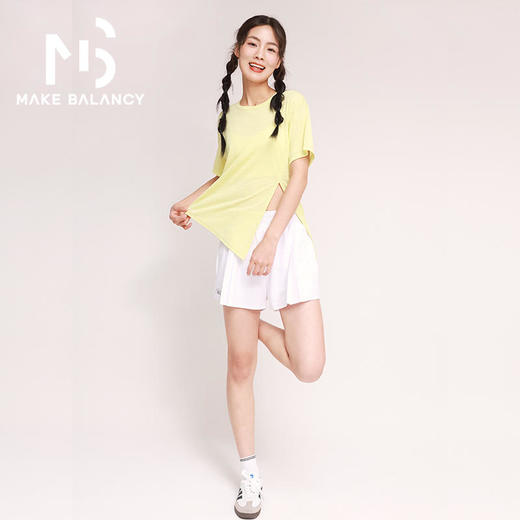2025春夏Makebalancy/慕柏郦运动短袖罩衫侧开叉透气速干吸排修身1966 商品图4
