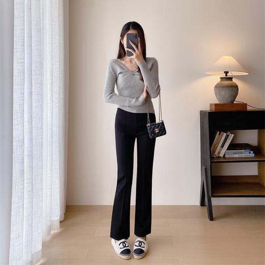 秒变超模腿！2025高腰弹力显瘦小黑裤瑜伽微喇叭九分西装裤春秋款！ 商品图0