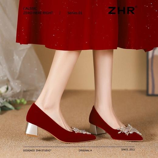 ZHR则则气质法式婚鞋女2025新款订婚新娘百搭宴会鞋水钻伴娘单鞋 商品图7