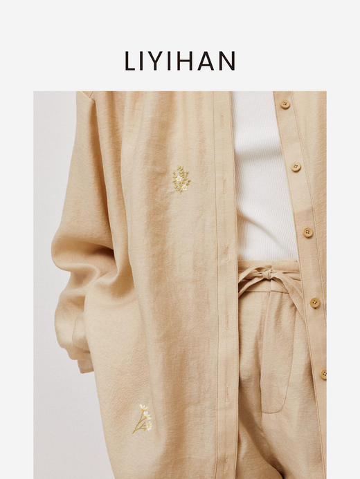 LIYIHAN清月鹊 | 25夏新款天丝小花刺绣短裤抽绳短裤女显瘦休闲 商品图3