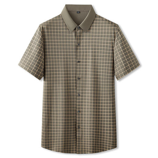 【冰丝】【DPF】大依优型大码短袖衬衫加肥大码格子半袖衬衣男士冰丝凉感夏装中年胖子上衣休闲商务 商品图5