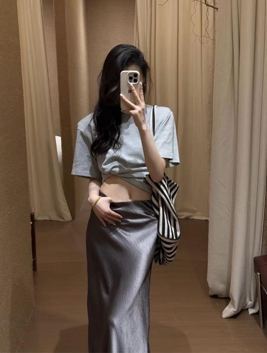 【全国包邮】高版本！缎面半身裙低饱和度的💯“干枯玫瑰粉色”直接疯狂打call，其他三个色系也🉐是高级百搭！ 商品图5