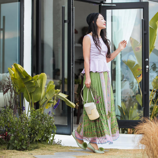 【林栖设计小店】【现货】提花衬衣优雅多色荷叶边收腰显瘦2025春夏新品无袖上衣女1952022 商品图2