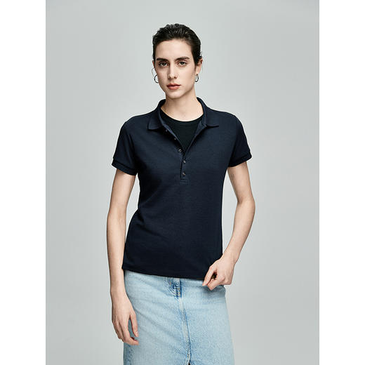 棉仓362601014-初棉50支丝芙珠地POLO法式银扣合体微修身POLO衫 商品图1