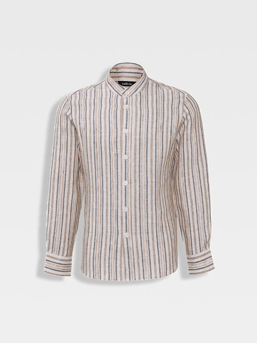 callisto山海系列燕麦卡其亚麻休闲衬衫 商品图0