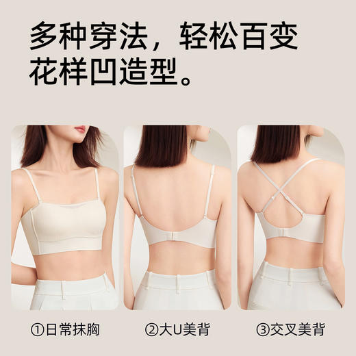 熳洁儿 抹胸内衣防走光蕾丝轻薄聚拢文胸大U背美背收副乳25251502 商品图3