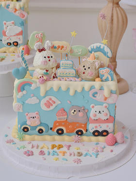 欢乐派对奶油霜手绘 - 戚风水果蛋糕