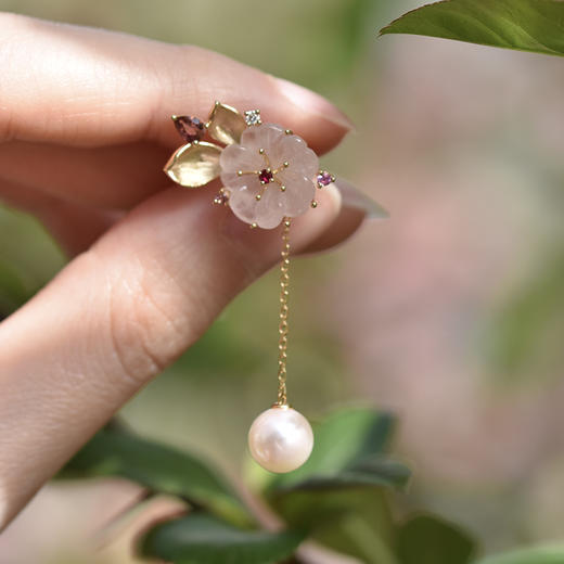 桃花朵朵粉晶耳环【现货/可定制】 商品图4