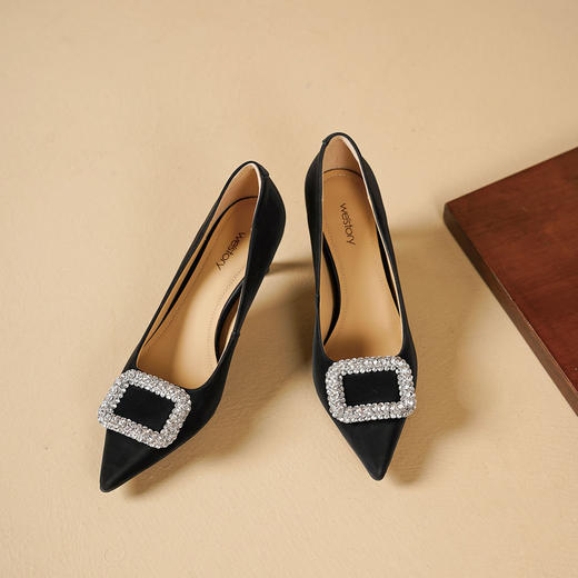 Westory2025年春季尖头中跟方扣通勤宴会浅口单鞋S25AE58761 商品图3