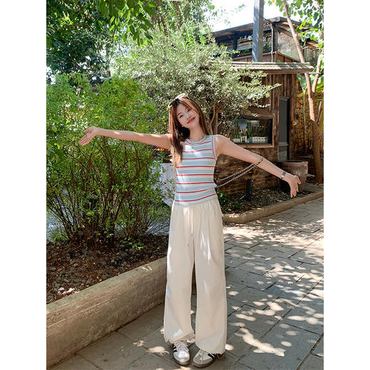 <曾小咸推荐>复古修身显瘦蓝红条纹针织背心 商品图4