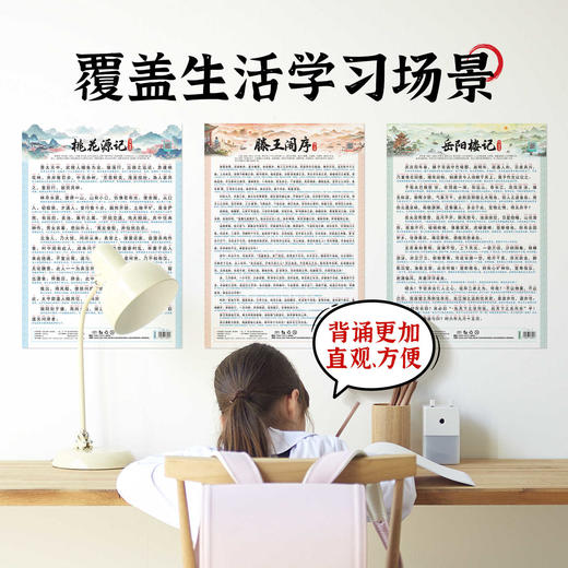 【斗半匠】小学初中通用文言文挂图出师表滕王阁序岳阳楼记桃花源记 商品图3