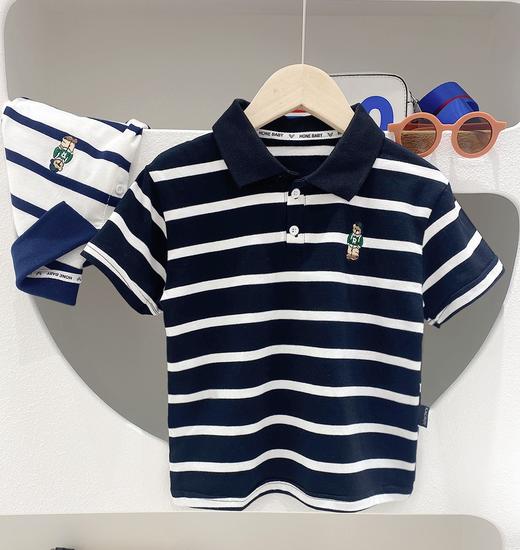 【时尚撞色设计，舒适弹力面料】2025新品夏款童装 男童儿童撞色弹力圆领短袖T恤 上衣POLO衫-QQ 商品图6