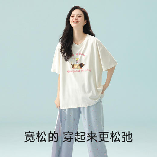 【超柔软莫代尔/新疆棉】春夏季短袖长裤睡衣 超柔莫代尔凉感棉抑菌韩版可爱薄款家居服 商品图7