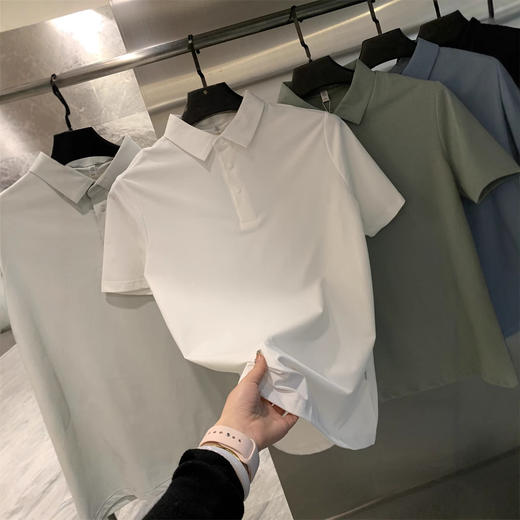 冰丝索罗娜！无痕压胶！2025夏季冰爽弹力半拉链男式短袖POLO衫！ 商品图4