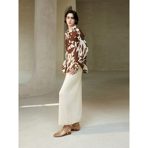 棉仓363617011-初棉棉麻编织A字及踝半身裙 商品图1