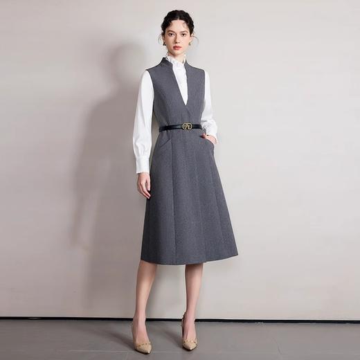 IWY/背心连衣裙套装老钱风女半高领白色千金风衬衫教师面试穿搭B521+Q1233 商品图2