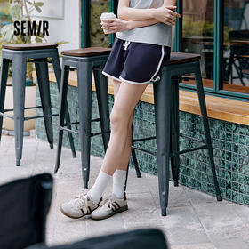 森马家居服女轻运动风纯棉短裤夏季宽松睡裤外穿裤子窄腰复古撞色