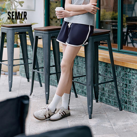 森马家居服女轻运动风纯棉短裤夏季宽松睡裤外穿裤子窄腰复古撞色 商品图0