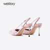 Westory2025年夏季凤羽花包头高跟空凉鞋宴会后空单鞋W25AH59391 商品缩略图2