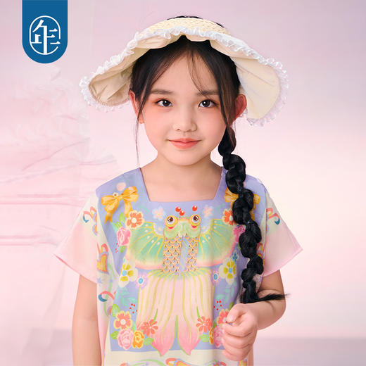 年衣女童2025夏新款原创设计防晒帽可爱甜美遮阳帽金玉年年遮阳帽 商品图2