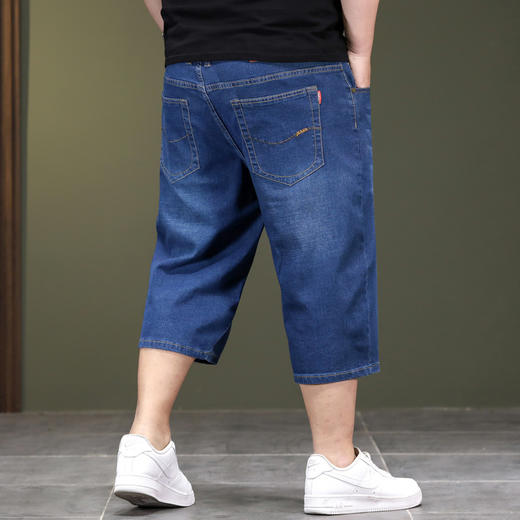 【DYG】大依优型大码牛仔七分裤牛仔短裤弹力宽松显瘦肥佬休闲男士夏加肥加大 商品图3