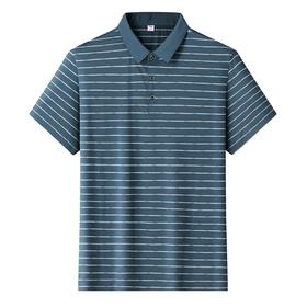 【DLS】大依优型大码条纹短袖POLO衫翻领加肥加大男士大号透气舒适夏季半袖上衣