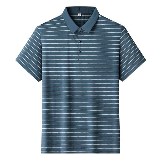 【DLS】大依优型大码条纹短袖POLO衫翻领加肥加大男士大号透气舒适夏季半袖上衣 商品图0