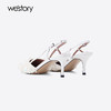 Westory2025年夏季凤羽花包头高跟空凉鞋宴会后空单鞋W25AH59381 商品缩略图2