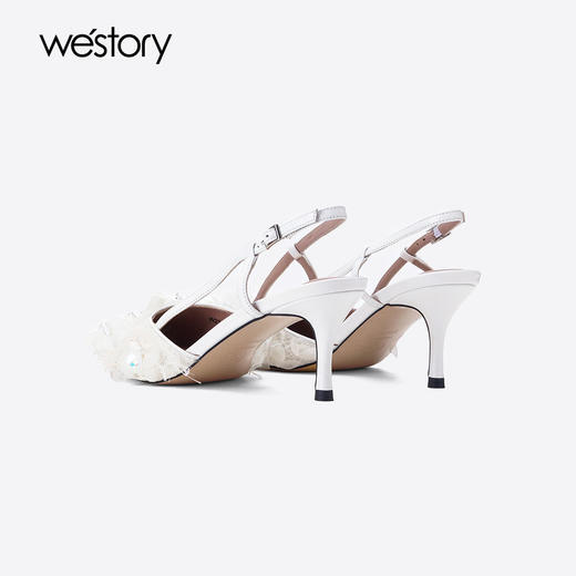Westory2025年夏季凤羽花包头高跟空凉鞋宴会后空单鞋W25AH59381 商品图2