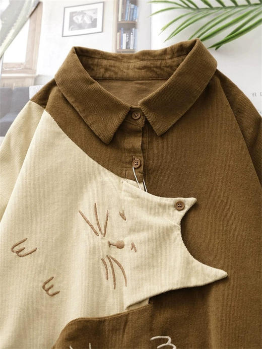 裁缝学苑AS458灯芯绒衬衫纸样女装长袖宽松翻领撞色打底衫上衣样板图纸 商品图2