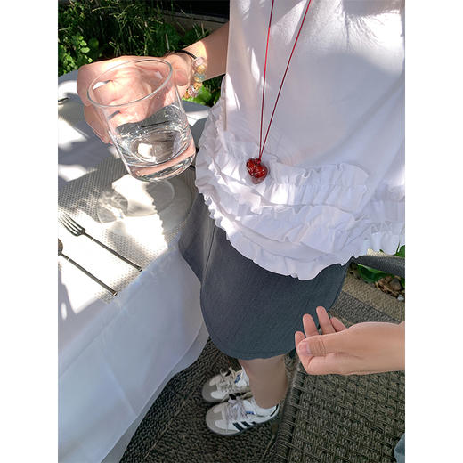 【110元任选2件】最后一波现货！荷叶边亮钻短袖T恤 商品图4