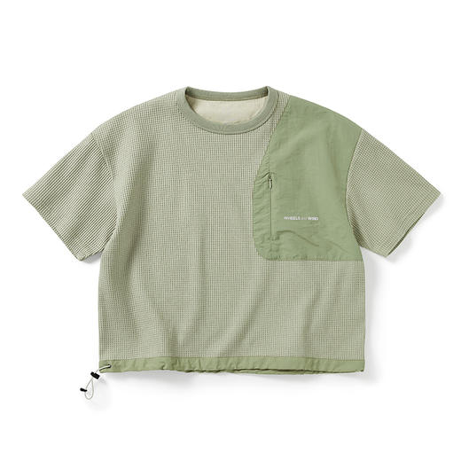 WHEELS and WIND 女式SOLOTEX华夫格短款宽松机能性圆领短袖T恤 商品图0