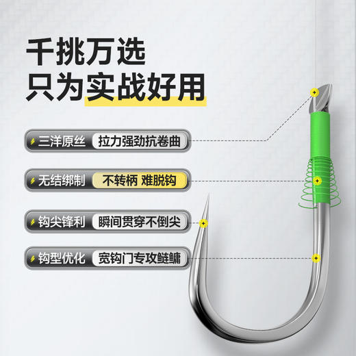 汉鼎无结子线双钩鲢关东子线钩鲢鳙青草鱼绑好成品子线钩有刺无刺 商品图1