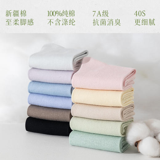 「6双装！新疆棉至柔脚感」纯棉袜子女中筒春夏薄款吸汗透气无骨白色棉袜配饰 商品图1