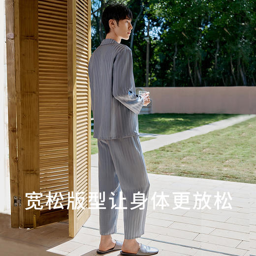 金三塔100%桑蚕丝男女情侣真丝简约桑波缎衣裤套YSFFA211 YSMFA205 商品图3