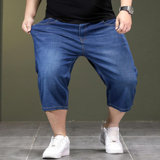 【DYG】大依优型大码牛仔七分裤牛仔短裤弹力宽松显瘦肥佬休闲男士夏加肥加大 商品图1