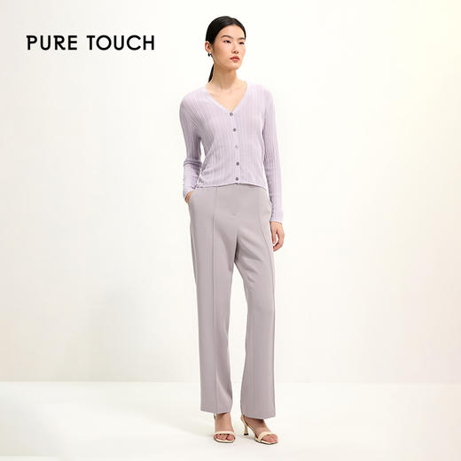 PURE TOUCH紫灰色V领针织开衫 1359252111 商品图1