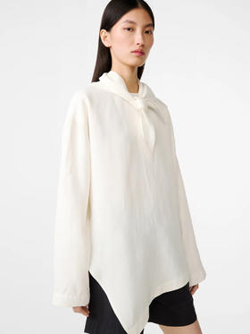 Studio Nicholson 白色bute亚麻可拆卸围巾上衣