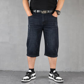 【DYG】大依优型大码牛仔七分裤牛仔短裤弹力宽松显瘦肥佬休闲男士夏加肥加大