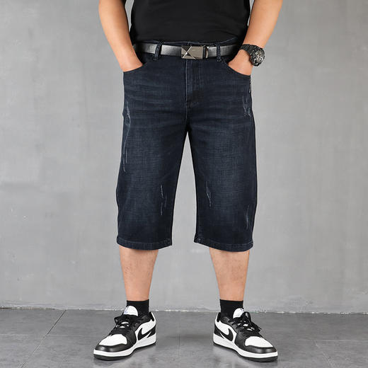 【DYG】大依优型大码牛仔七分裤牛仔短裤弹力宽松显瘦肥佬休闲男士夏加肥加大 商品图0