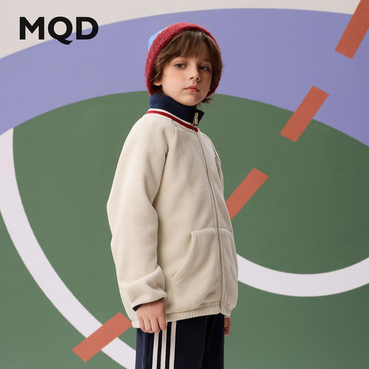 【MQD】【C】男大童秋季新品学院风撞色摇粒绒外套 商品图1