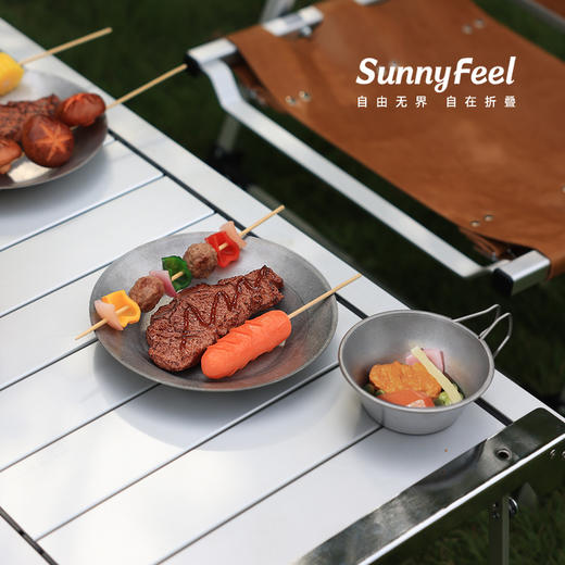 SunnyFeel山扉户外露营餐盘_不锈钢复古餐具收纳便携雪拉碗野炊具 商品图1