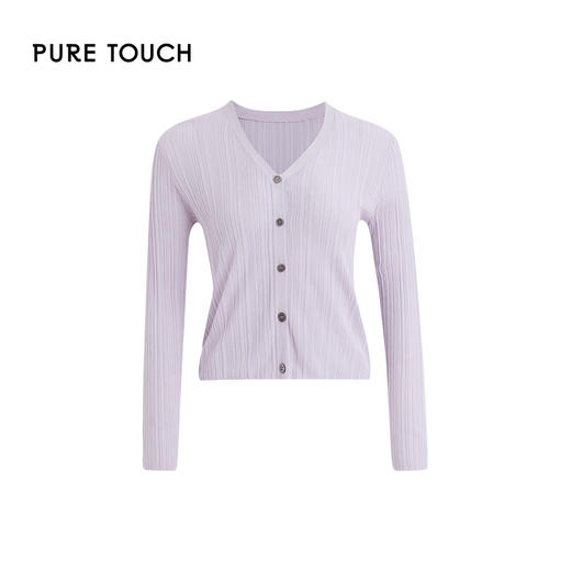 PURE TOUCH紫灰色V领针织开衫 1359252111 商品图4