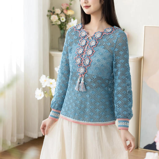 苏苏姐家洛夏套头衫钩针手工diy毛线团蕾丝线自制材料包 商品图1