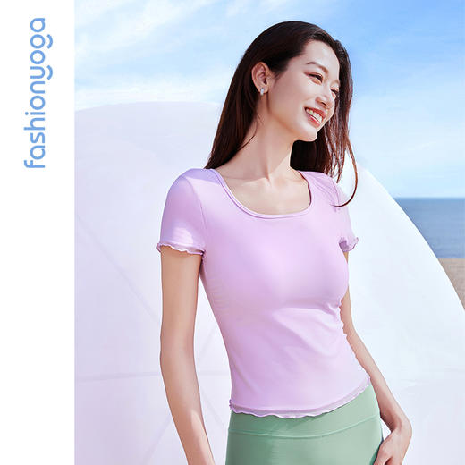 凡圣瑜伽木耳边圆领短袖FC15317 商品图5
