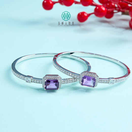 DS925水晶手镯-紫水晶开口手镯约8*10mm# 商品图0